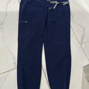 Figs Blue Sweatpants with Elastic Waistband and Tapered Legs